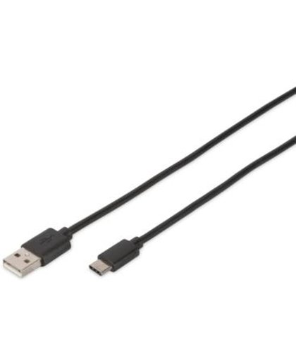 Digitus 1.8m, USB3.0-C/USB3.0-A 1.8m USB C USB A Mannelijk Mannelijk Zwart USB-kabel