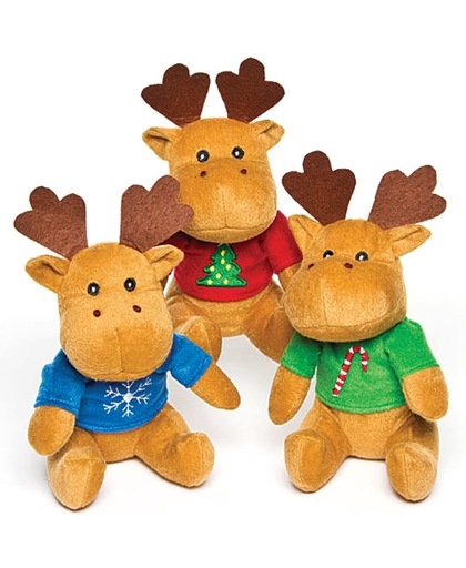 Pluche vrienden knuffel speeltje - rendieren- kerst speelgoed voor kinderen - feestartikelen ideaal em cadeau te geven voor Kerstmis (3 stuks)