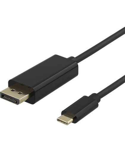 Deltaco USBC-DP200-K USB-C naar DisplayPort kabel 2 meter 4K UHD, HDCP, 3D zwart