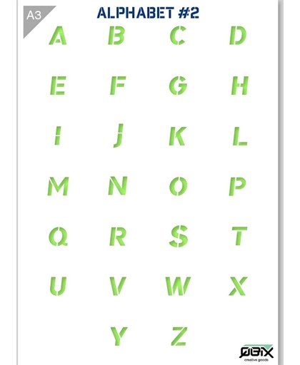 Hoofdletter Sjabloon Alfabet Italic - Kunststof Stencil - A3 42 x 29,7 cm - Letters zijn +- 2cm hoog