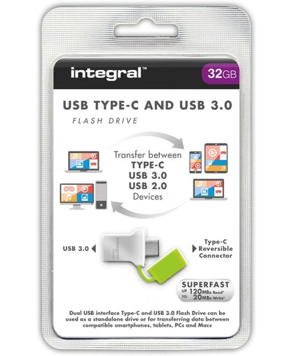 Integral Fusion USB Type-C - USB-stick - 32 GB