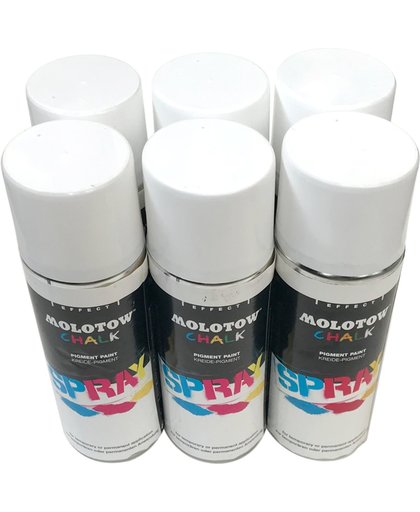 6 stuks Molotow Streetwise Krijtspray - 400ml Witte Graffiti Chalk Spray