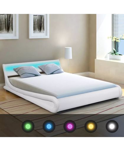 vidaXL Bed Frame with LED 5FT King Size/150x200 cm Artificial Leather