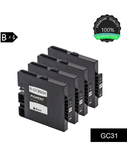 Compatible Ricoh GC31 BK*4 Inktcartridges voor Ricoh Aficio GXe2600, GXe3300N, GXe3350N, GXe5550N, GXe7700N - 4 zwart