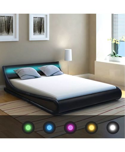 vidaXL Bed Frame with LED 4FT6 Double/135x190 cm Artificial Leather