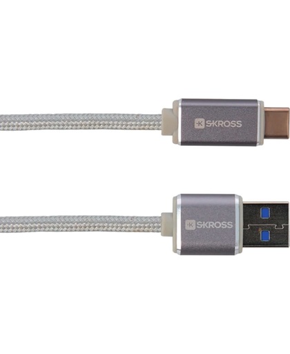 Skross 2.700243 1m USB A USB C Mannelijk Mannelijk Zilver USB-kabel