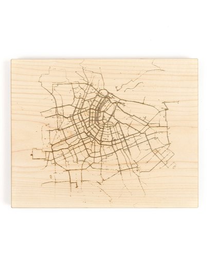 Houten Amsterdam kaart 25 cm - Esdoorn