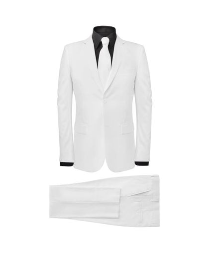 Tweedelig pak met stropdas wit mannen maat 54