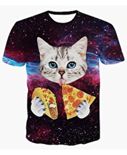 Pizza en taco kat shirt Maat S Crew neck