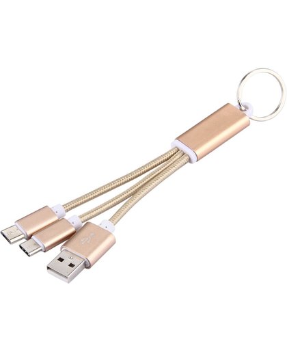 Tuff-luv - 2 in 1 metalen kop Type C + micro USB to USB 2.0 oplaad/synchroniseer  kabeltje - goud