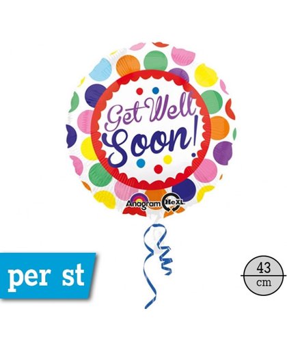 Folie ballon Get Well Soon, 43 cm, verpakt