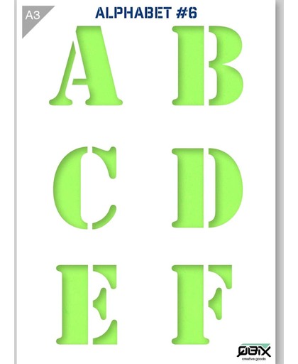 Letter Sjabloon A B C D E F - Karton Stencil - A3 42 x 29,7 cm - Letters zijn +- 9cm hoog