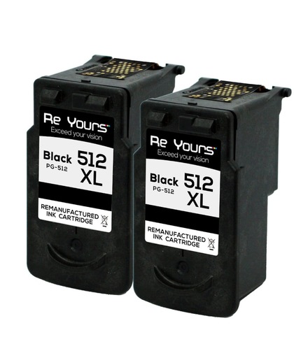 Remanufactured Inktcartridge compatible Canon PG-512XL (Zwart) 2pack met chip inktniveau weergeven