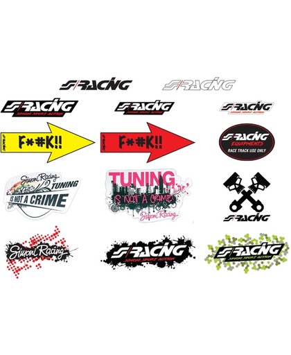 Simoni Racing Stickervel 'Mixed' - 14 Verschillende Stickers