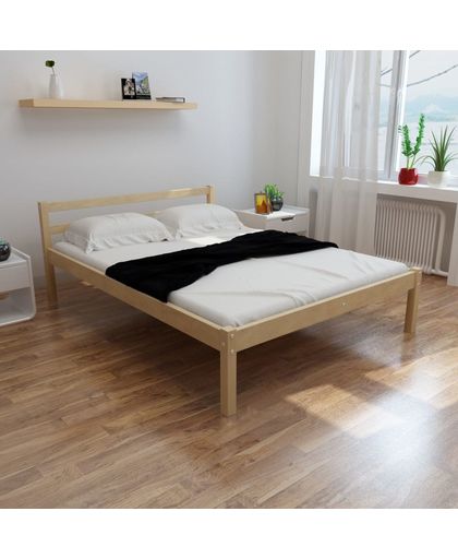 vidaXL Double Bed 4FT6 Double/190x135 cm Pinewood Natural
