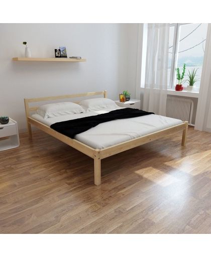 vidaXL Double Bed 5FT King Size/200x150 cm Pinewood Natural