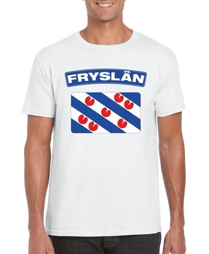 Friesland t-shirt met Friese vlag wit heren 2XL