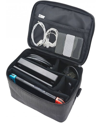 Deluxe opberg tas voor Nintendo Switch, koffer case tas met vrij in te delen vakken, complete console-tas, kies voor extra kwaliteit, grijs , merk i12Cover
