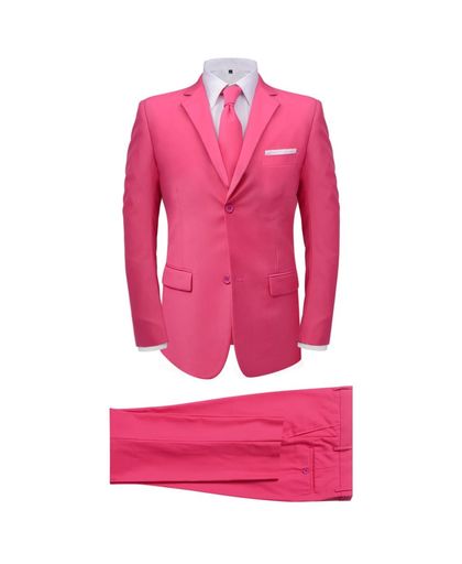 Tweedelig pak met stropdas roze mannen maat 54
