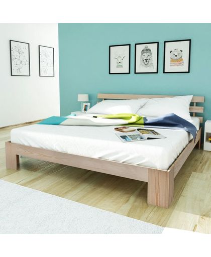vidaXL Double Bed 5FT King Size/200x150 cm Pinewood Natural
