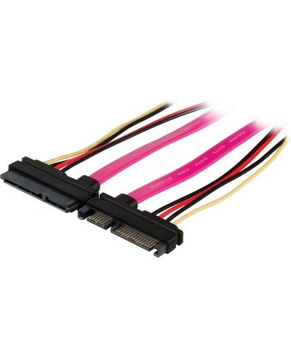 Valueline VLCP73125V05 0.5m SATA 22-pin SATA Zwart, Roze SATA-kabel