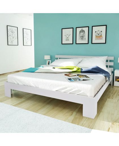vidaXL Double Bed 5FT King Size/200x150 cm Pinewood White