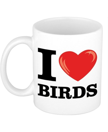 I Love Birds koffiemok / beker 300 ml - cadeau voor vogel liefhebber