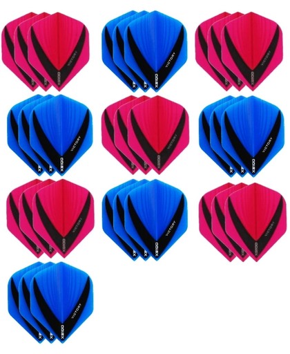 10 sets (30 stuks) - XS100 Vista flights - duo kleur pakket - Roze en Aqua/Blauw – flights - dartflights
