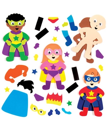 Magneetsets met helden die kinderen kunnen ontwerpen, maken en versieren – creatieve knutselset voor kinderen (6 stuks per verpakking)