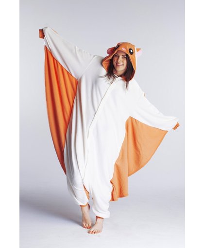 KIMU onesie vliegende eekhoorn pak kostuum - maat XS-S - eekhoornpak jumpsuit huispak