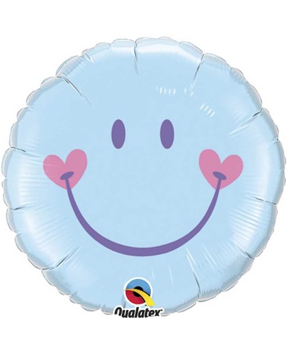 Lachend Gezichtje Lichtblauwe Ballon 46cm