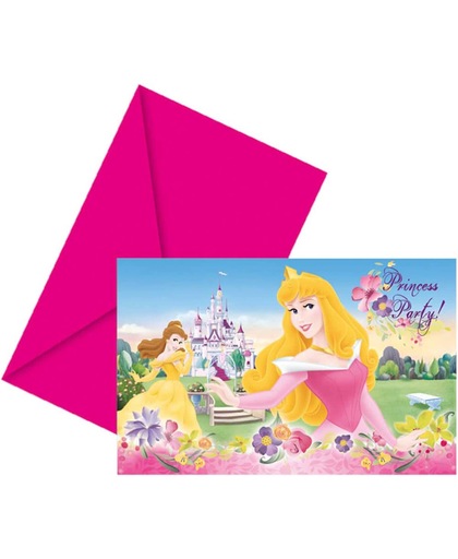 6 Disney Princess uitnodigingen met envelop