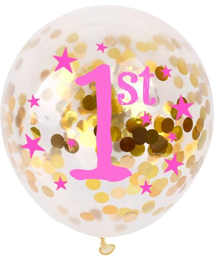 Confetti ballon eerste verjaardag meisje