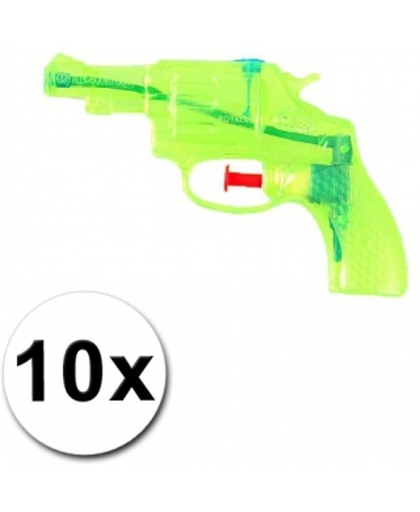 10 transparant waterpistolen groen 13 cm