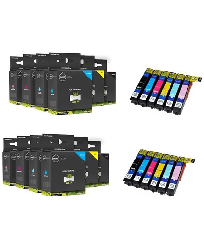 Inktmedia® - Inktcartridge - Alternatief voor de  Epson T0807, 2x Set 6 pak. Zwart, Cyaan, Magenta, Geel, licht Cyaan, licht Magenta inktmedia® huismerk