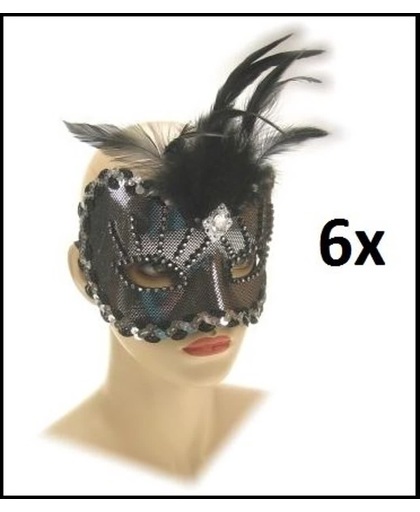6x Oogmasker roma zilver luxe