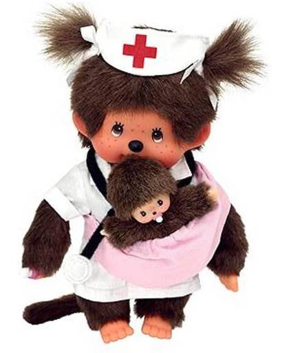 Monchhichi Meisje Verpleegster met pasgeboren baby 20cm