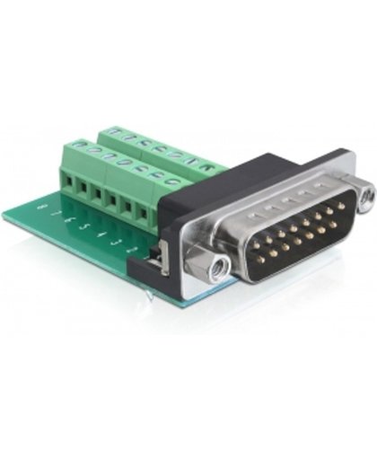 DeLOCK 65275 Sub-D 15 pin Gameport 16 pin Terminal block Groen kabeladapter/verloopstukje