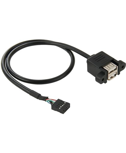 10 Pin Moederbord vrouwtje aansluiting naar 2 USB 2.0 vrouwtje Adapter kabel, Lengte: 50cm