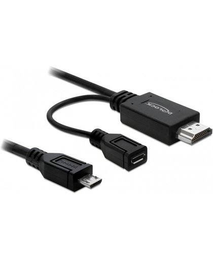 DeLOCK 82990 MHL Male HDMI Male + micro USB B Female Zwart kabeladapter/verloopstukje