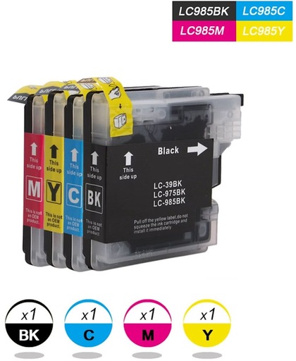 Inktcartridges voor Brother LC985 LC-985 Compatibele / Zwart / Cyaan / Magenta / Geel / Hoge Capaciteit / 4-Pack