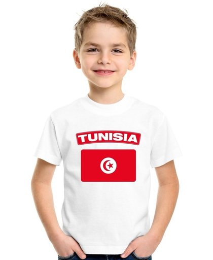 Tunesie t-shirt met Tunesische vlag wit kinderen L (146-152)