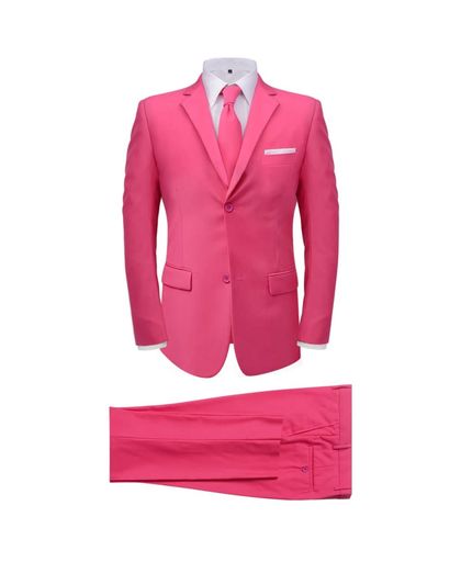 Tweedelig pak met stropdas roze mannen maat 56