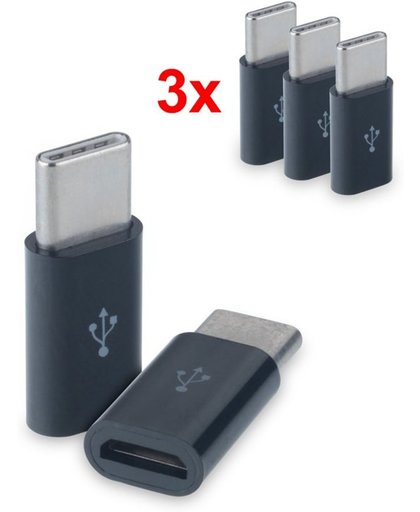 Set van 3 verloop adapter Micro USB-adapter naar USB 3.1 Type-C