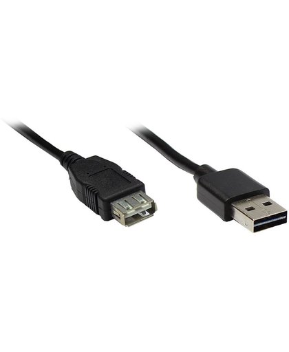 Alcasa USB A - USB A 1.8m M/F 1.8m USB A USB A Mannelijk Vrouwelijk Zwart USB-kabel