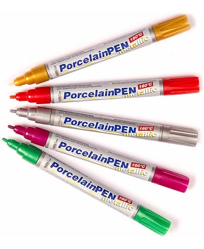 Pennen met parelmoer porseleinverf   (Pakket B)