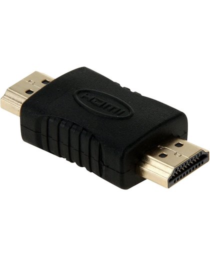 Vergulde HDMI 19 Pin mannetje naar HDMI 19 Pin mannetje Adapter, ondersteunt Full HD 1080P(zwart)