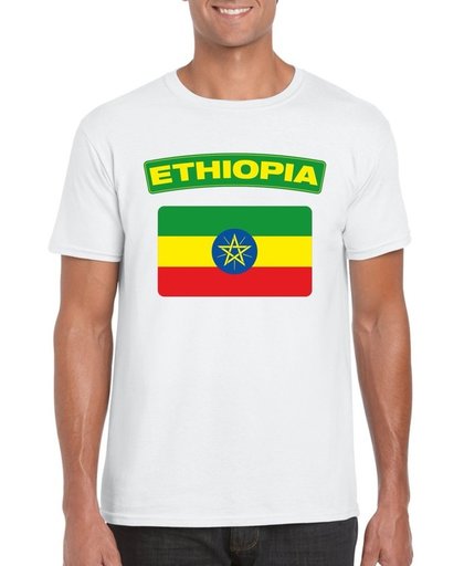Ethiopie t-shirt met Ethiopische vlag wit heren S