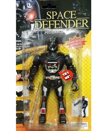 Space defender - Actie figuur met licht en geluid - 16x10x3cm