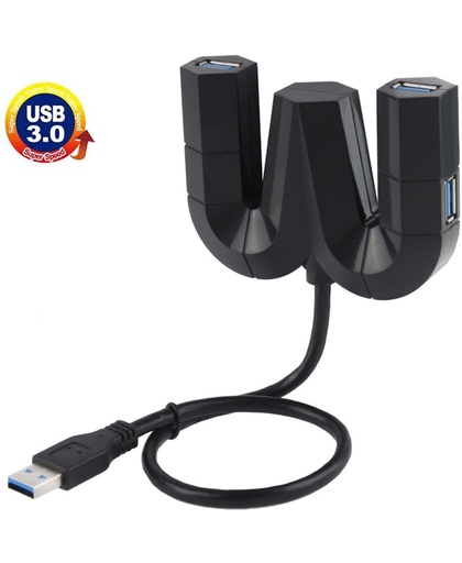 5Gbps Super snelle 4 Poorts USB 3.0 HUB (zwart)
